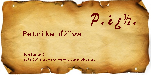 Petrika Éva névjegykártya